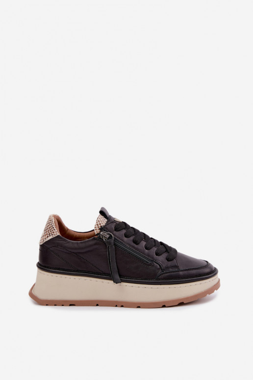 Melni ādas sneakers ar platformu Artiker 55C0624