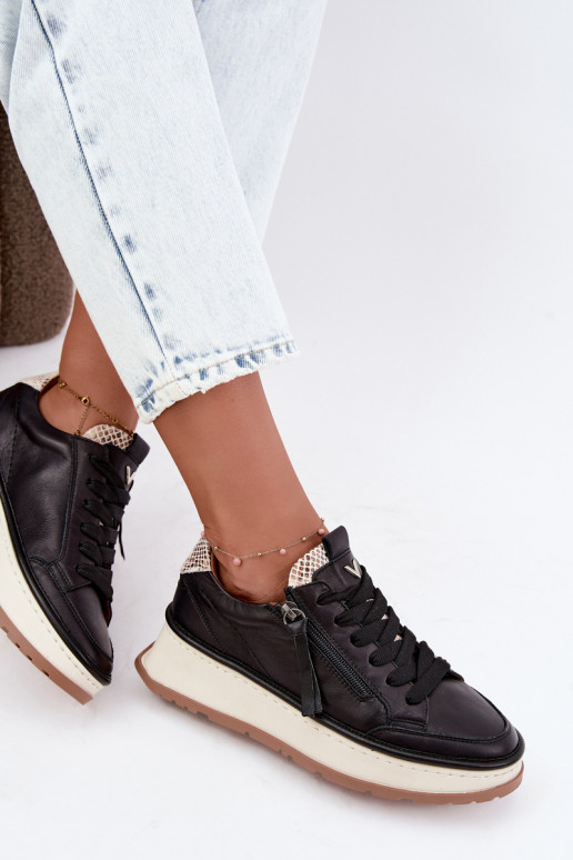 Melni ādas sneakers ar platformu Artiker 55C0624