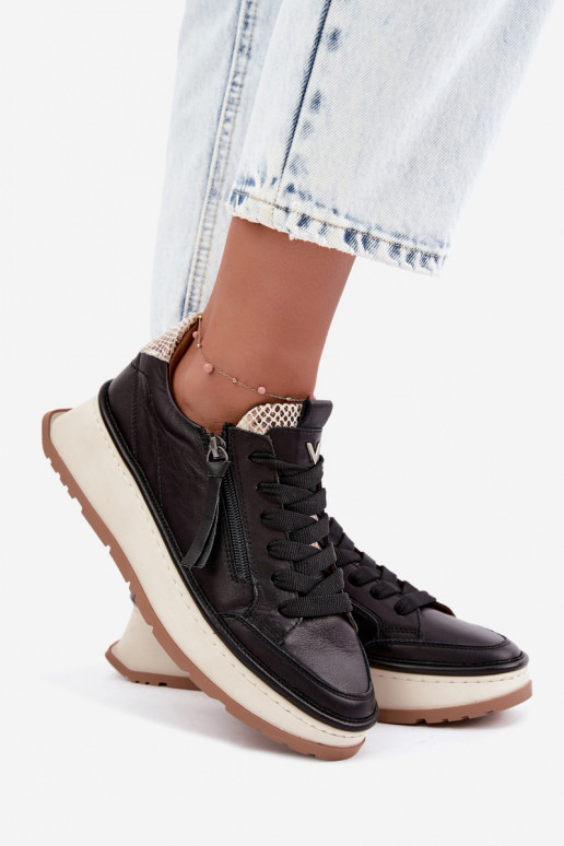 Melni ādas sneakers ar platformu Artiker 55C0624