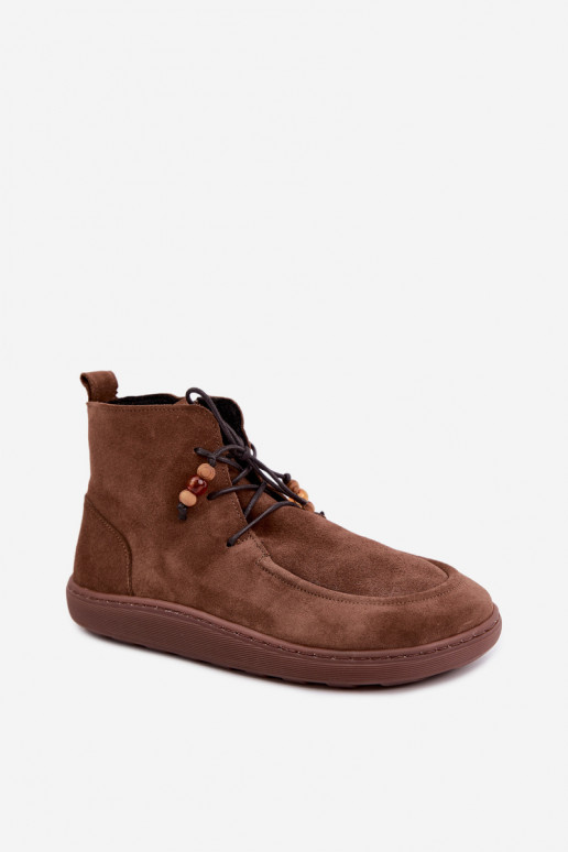 Sieviešu siltie Barefoot zābaki ar pērlītēm Zazoo 30078 brūnā krāsā