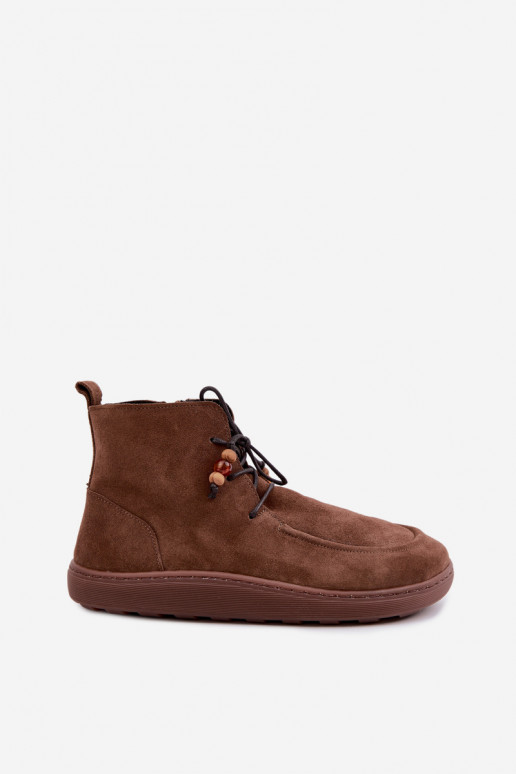 Sieviešu siltie Barefoot zābaki ar pērlītēm Zazoo 30078 brūnā krāsā