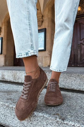 Barefoot sneakeri no mākslīgās zamšā brūnā krāsā Zazoo N1422