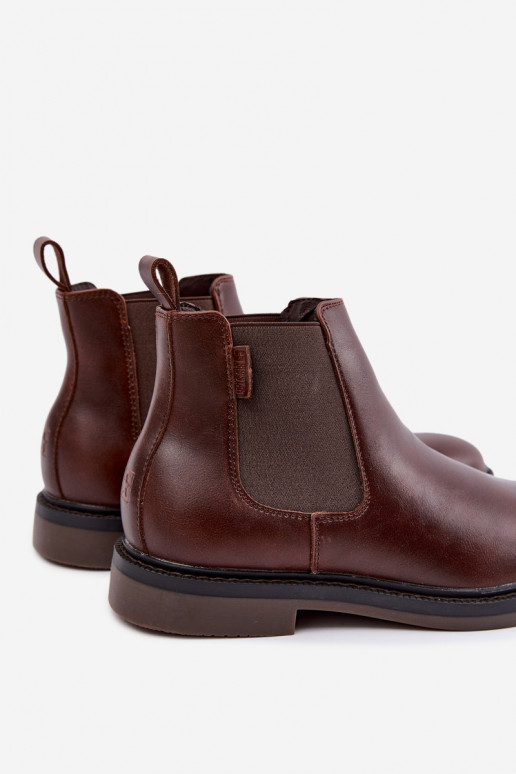 stilīgi vīriešu potītes zābaki no dabīgās ādas Big Star UU174279 tumši brūnā krāsā
