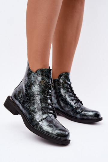 Siltināti zābaki ar lakota efekta un reljefu S.Barski HY62-8140 zili