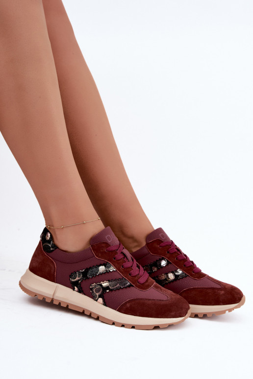 Sieviešu mākslīgās zamšādas sporta apavi D&A GR62-6015 bordo krāsā