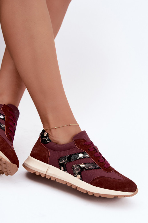 Sieviešu mākslīgās zamšādas sporta apavi D&A GR62-6015 bordo krāsā