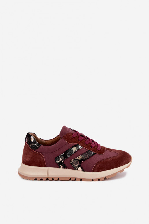 Sieviešu mākslīgās zamšādas sporta apavi D&A GR62-6015 bordo krāsā