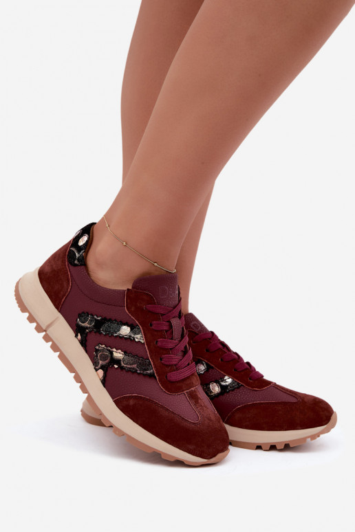 Sieviešu mākslīgās zamšādas sporta apavi D&A GR62-6015 bordo krāsā