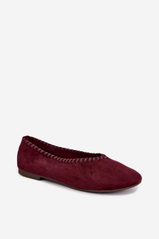 Balerīni ar austiem apmalēm bordo krāsā Talessa