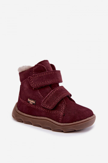 Zamša bērnu sniega zābaki Barefoot Froddo G2110151-4 bordo krāsā
