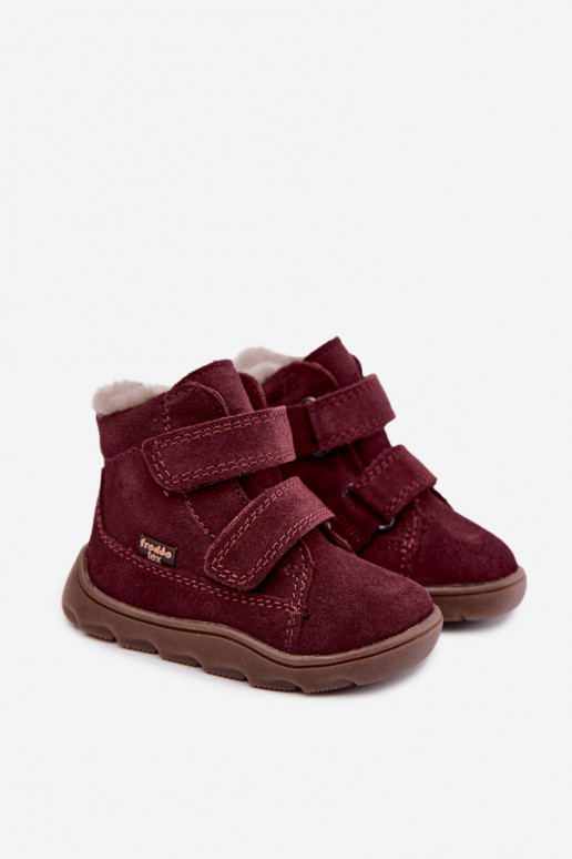 Zamša bērnu sniega zābaki Barefoot Froddo G2110151-4 bordo krāsā
