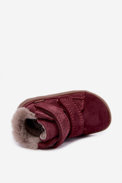 Zamša bērnu sniega zābaki Barefoot Froddo G2110151-4 bordo krāsā