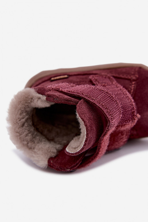 Zamša bērnu sniega zābaki Barefoot Froddo G2110151-4 bordo krāsā