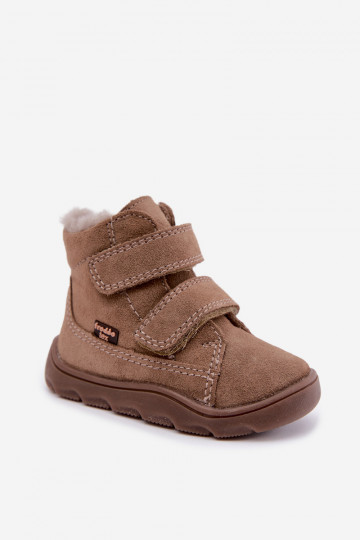 Zamša bērnu sniega zābaki Barefoot Froddo G2110151-8 smilšu krāsā