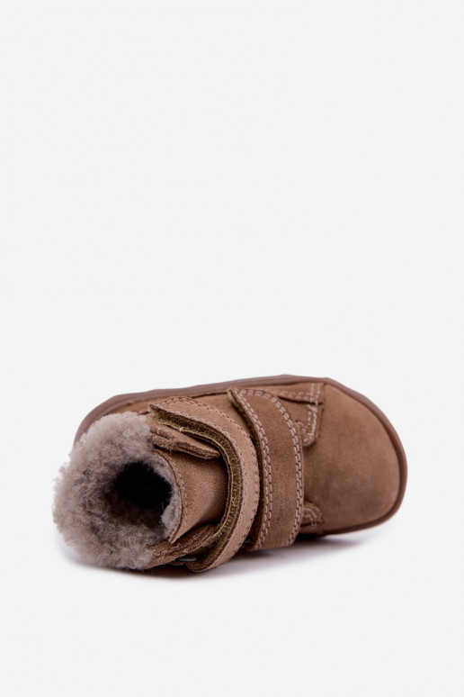 Zamša bērnu sniega zābaki Barefoot Froddo G2110151-8 smilšu krāsā