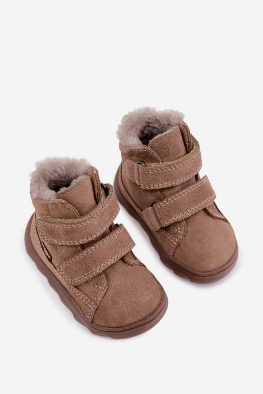 Zamša bērnu sniega zābaki Barefoot Froddo G2110151-8 smilšu krāsā