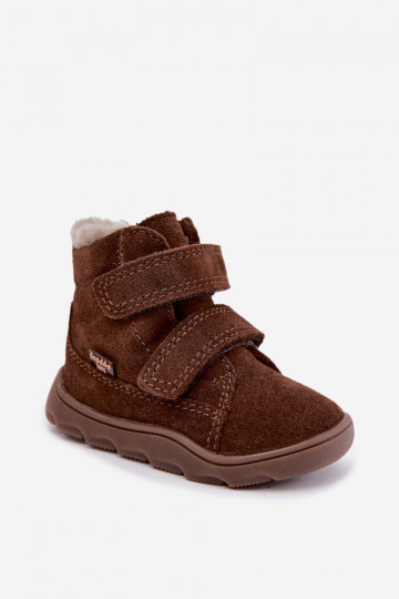 Zamša bērnu sniega zābaki Barefoot Froddo G2110151-13 šokolādes krāsā