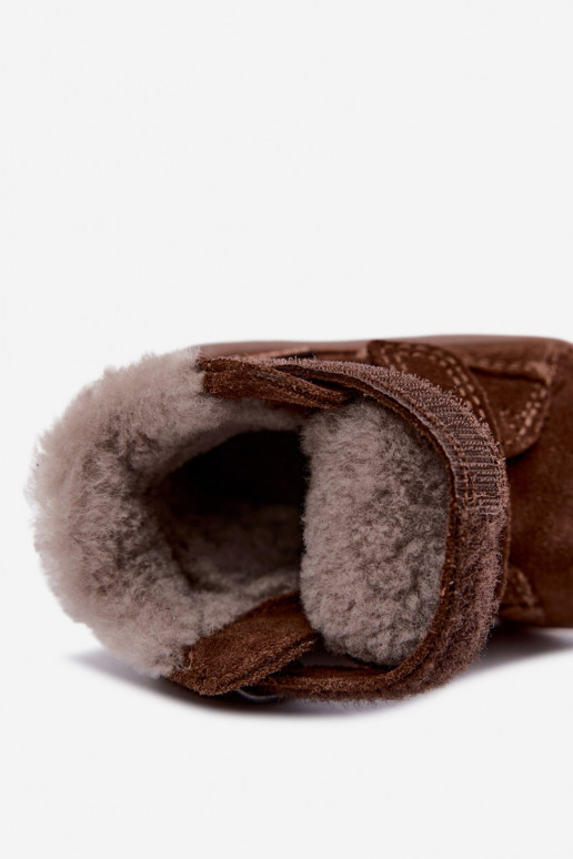 Zamša bērnu sniega zābaki Barefoot Froddo G2110151-13 šokolādes krāsā