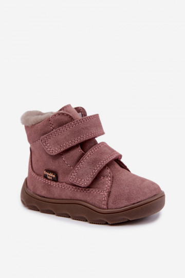 Zamša bērnu sniega zābaki Barefoot Froddo G2110151-5 rozā krāsā