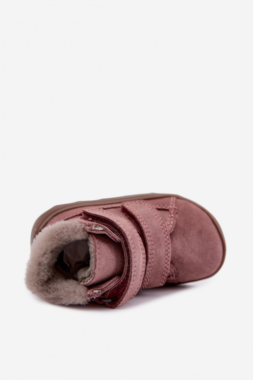 Zamša bērnu sniega zābaki Barefoot Froddo G2110151-5 rozā krāsā