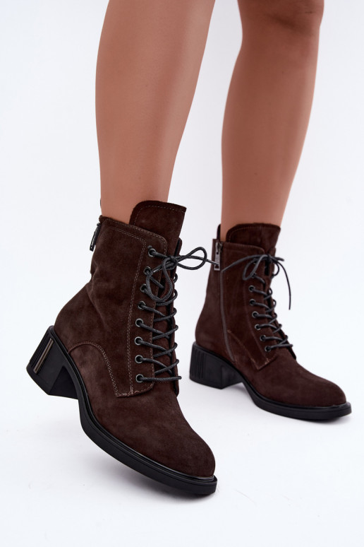 Siltināti potītes zābaki no mākslīgās zamšas Vinceza Czekolado
