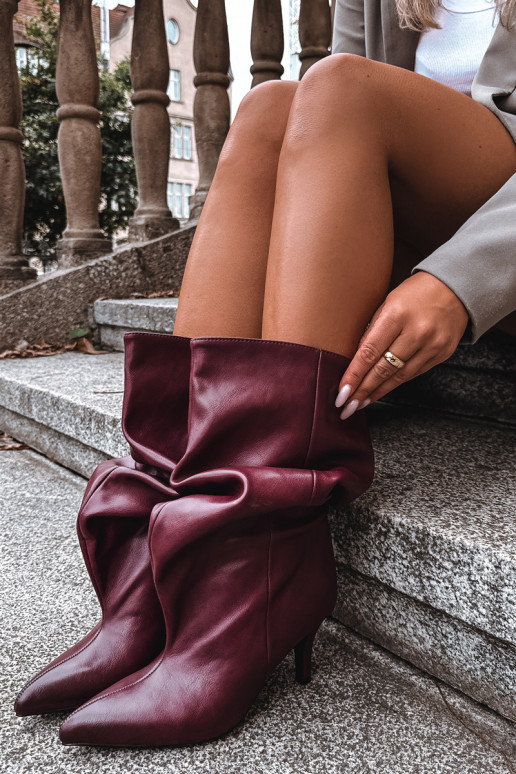 Slouchy zābaki ar papēžiem bordo krāsā Gelra