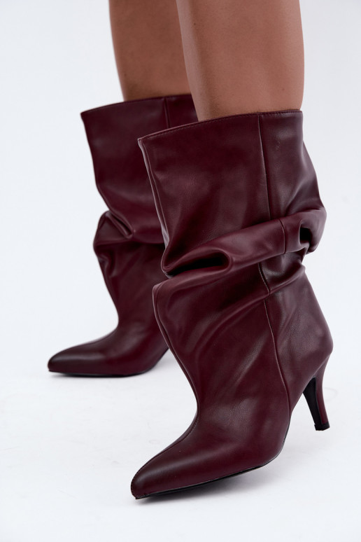 Slouchy zābaki ar papēžiem bordo krāsā Gelra