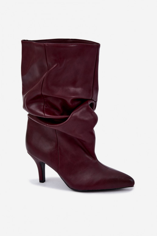 Slouchy zābaki ar papēžiem bordo krāsā Gelra