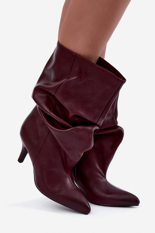Slouchy zābaki ar papēžiem bordo krāsā Gelra