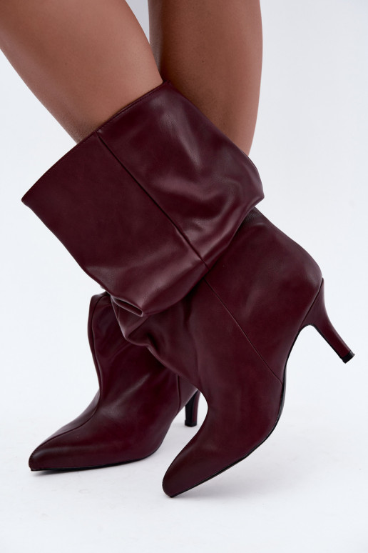 Slouchy zābaki ar papēžiem bordo krāsā Gelra