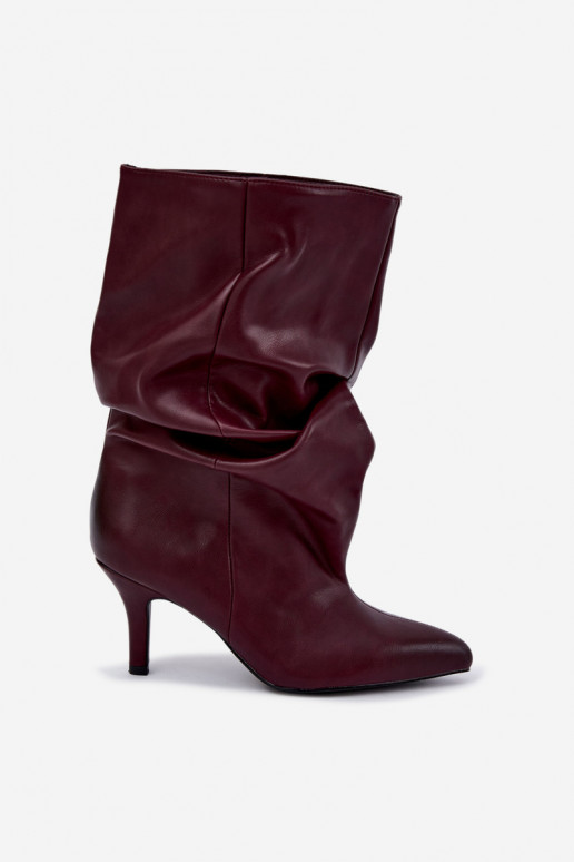 Slouchy zābaki ar papēžiem bordo krāsā Gelra