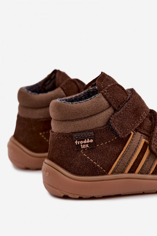 Bērnu mākslīgā zamšādas apavi Barefoot FRODDO G3110285-3 brūni