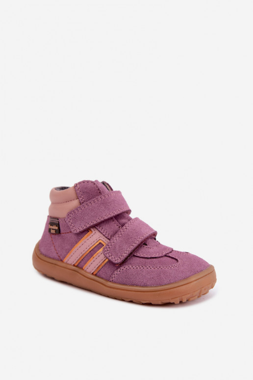 Bērnu mākslīgā zamšādas apavi Barefoot FRODDO G3110285-12 violeti