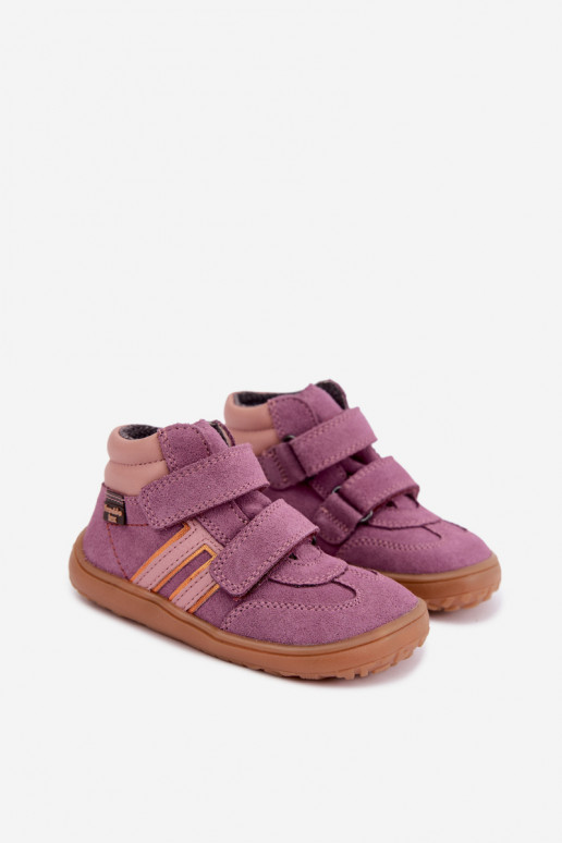 Bērnu mākslīgā zamšādas apavi Barefoot FRODDO G3110285-12 violeti