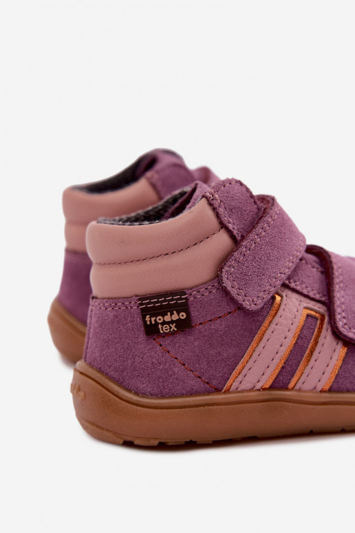 Bērnu mākslīgā zamšādas apavi Barefoot FRODDO G3110285-12 violeti