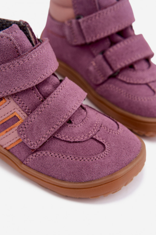 Bērnu mākslīgā zamšādas apavi Barefoot FRODDO G3110285-12 violeti
