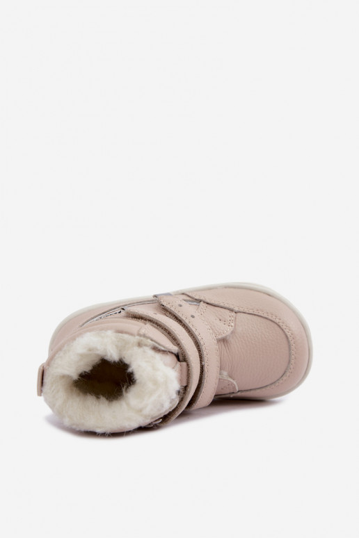 Ādas bērnu sniega zābaki Barefoot Bartek 8401454 smilšu krāsā