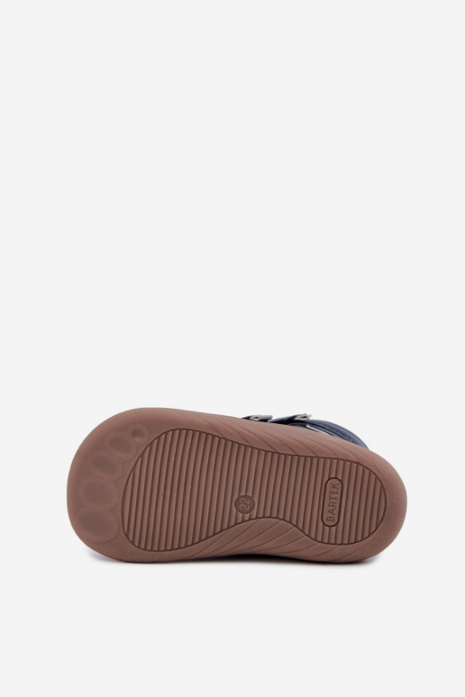 Ādas bērnu sniega zābaki Barefoot Bartek 8401456 tumši zila krāsā