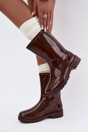 Sieviešu gumijas zābaki tumši brūnā krāsā Elvara
