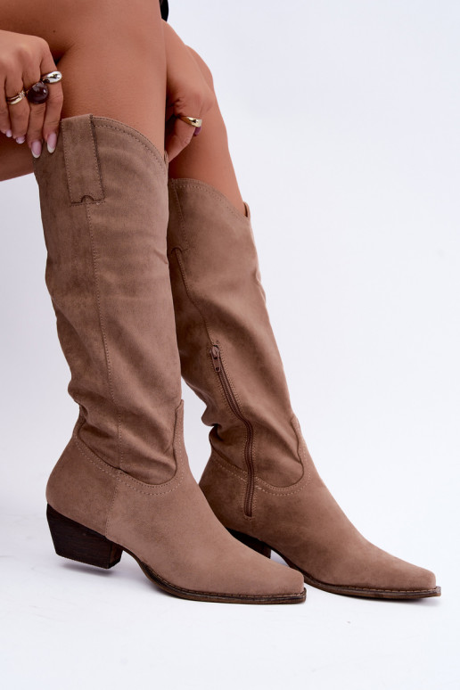 Bēši zābaki līdz ceļiem ar zemu papēdi Grisel