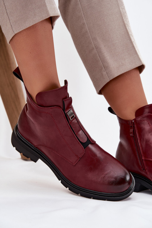 Siltas sieviešu potītes ar dekoratīvām detaļām bordo Roselle