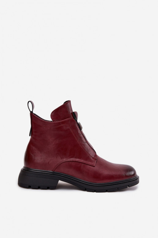 Siltas sieviešu potītes ar dekoratīvām detaļām bordo Roselle