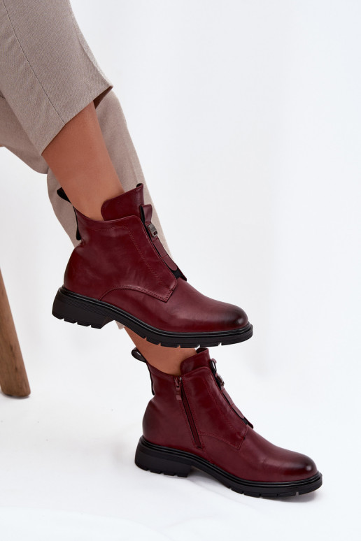 Siltas sieviešu potītes ar dekoratīvām detaļām bordo Roselle