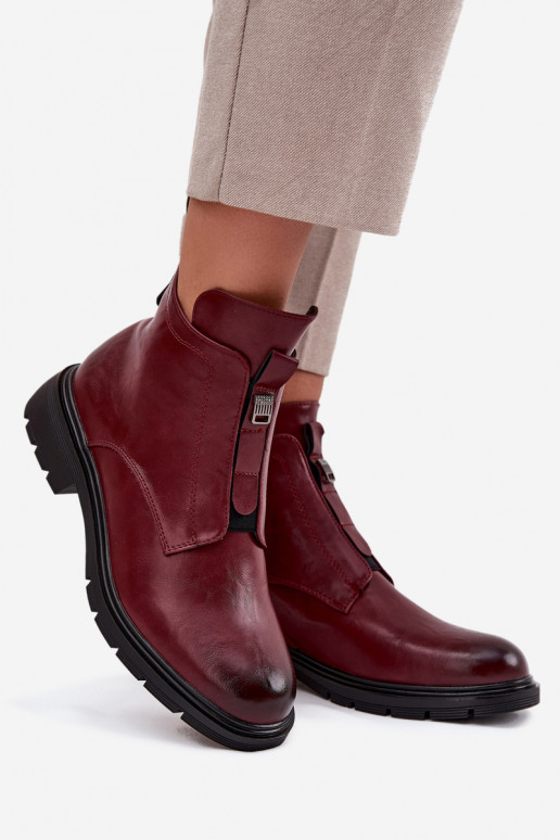 Siltas sieviešu potītes ar dekoratīvām detaļām bordo Roselle