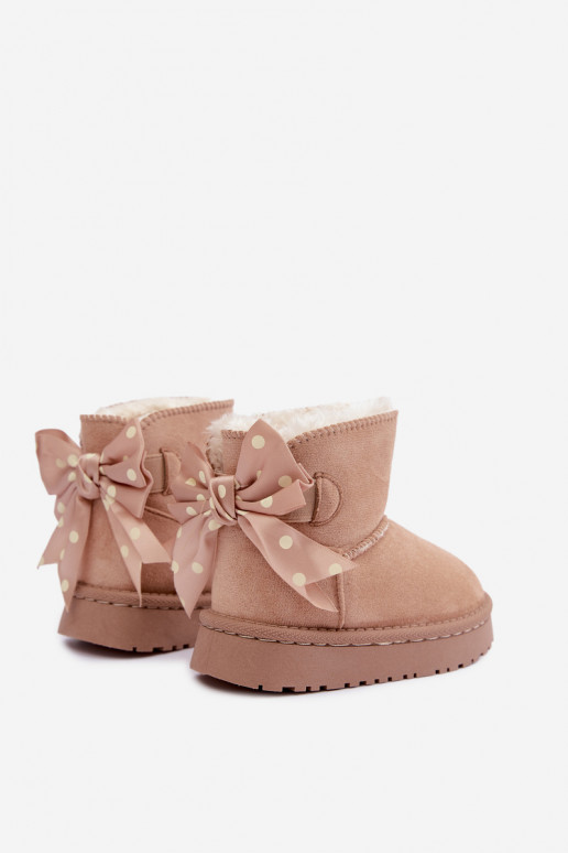 bērnu sniega zābaki ar lentītēm smilšu krāsā Įjungtavelle