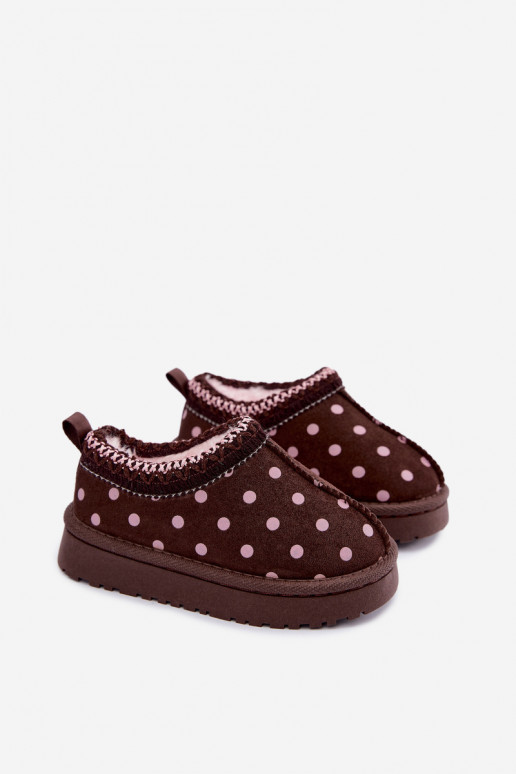 Bērnu sniega zābaki ar šokolādes un zirņu rakstiem Ysmerine