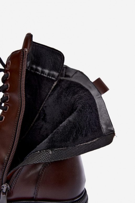 siltināti potītes zābaki šokolādes mākslīgā ādā Vinceza 86443
