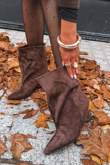 Ieslīdējoši potītes zābaki ar platformu šokolādes krāsā Coralise
