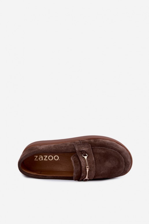 mokasīni no brūnā mākslīgā zamša Zazoo