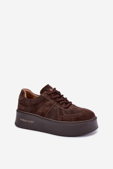 platformas sporta apavi no mākslīgā zamša Lee Cooper LCJ-26-01-4644 šokolādes krāsā